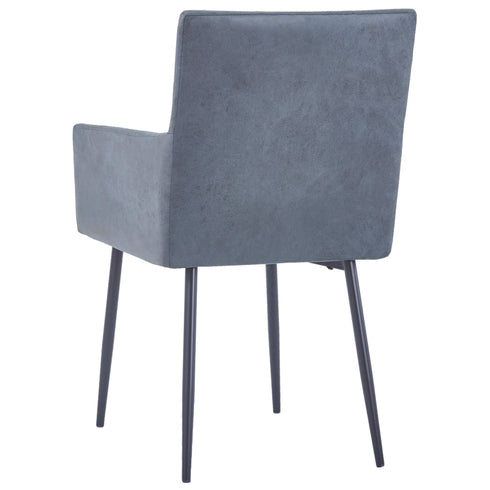 Swen Studio -  Dining Chairs with Armrests 6 pcs Grey Faux Suede Leather